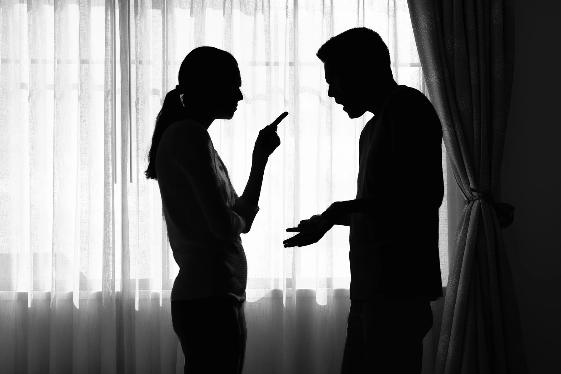 Silhouette of a couple arguing - Wilmington, NC domestic violence lawyer