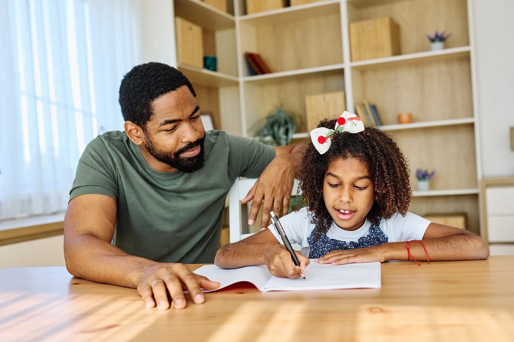 Father helping his daughter with homework - Wilmington, NC family lawyer